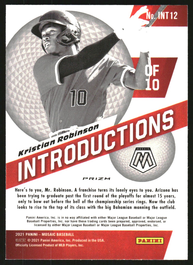 2021 Panini Mosaic Introductions Mosaic Quick Pitch 12 Kristian Robinson NMMT
