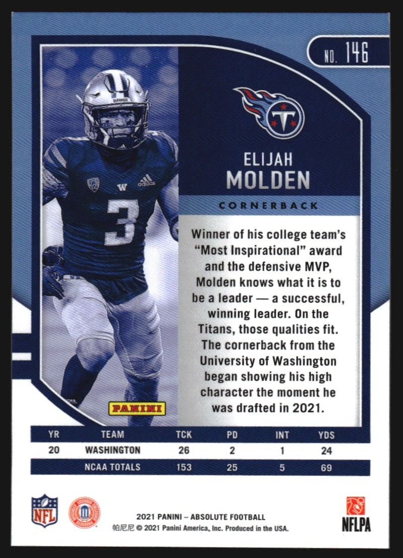 2021 Absolute #146 Elijah Molden RC - NM-MT - Burbank Sportscards