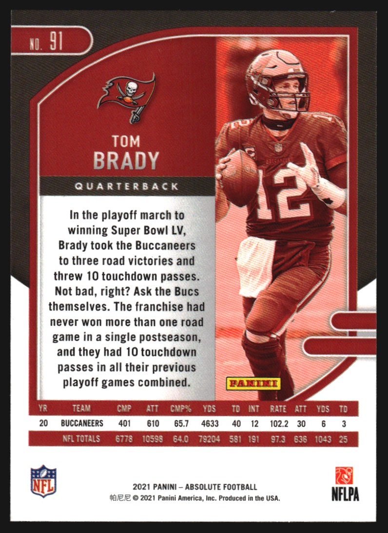 2021 Absolute Blue #91 Tom Brady