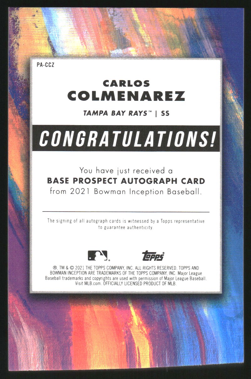 2021 Bowman Inception Autographs Fuchsia #PACCZ Carlos Colmenarez