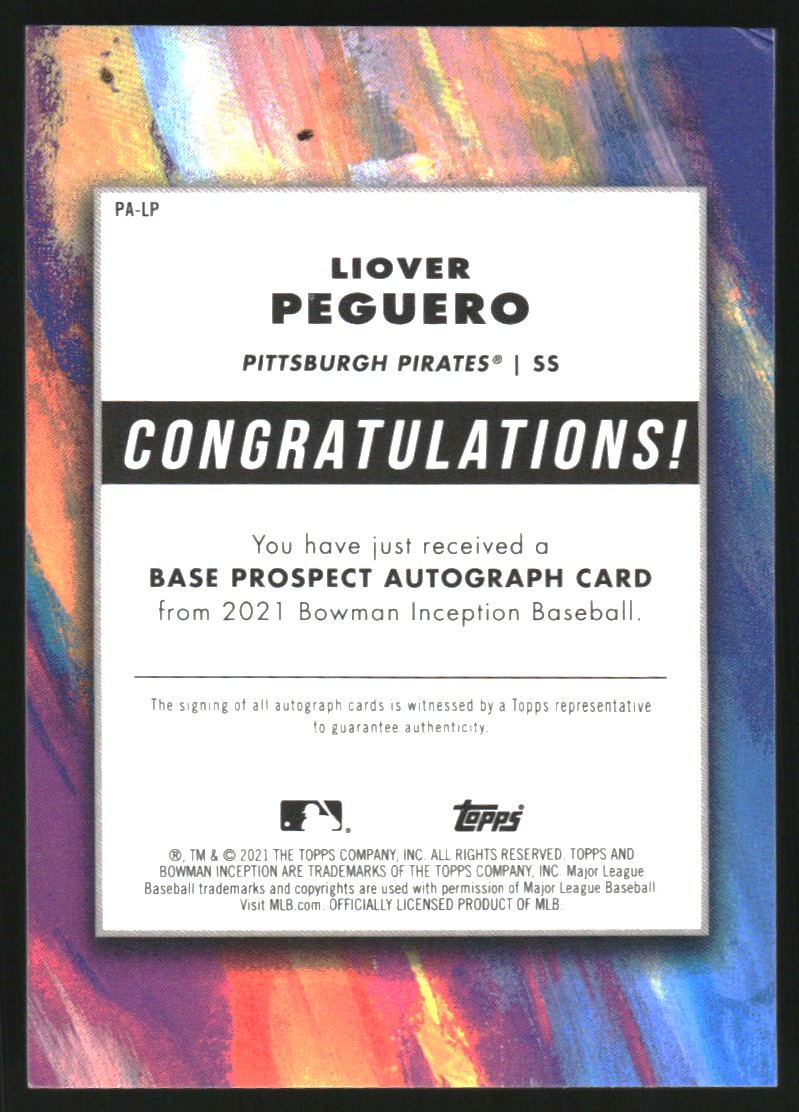 2021 Bowman Inception Autographs Orange #PALP Liover Peguero