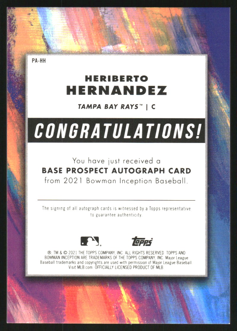 2021 Bowman Inception Autographs #PAHH Heriberto Hernandez/400