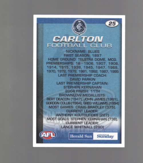 B7672 - 2005 Select AFL Herald Sun Football #S 1-192 -Sie wählen- 15+ KOSTENLOSER US-VERSAND - Bild 5 von 19