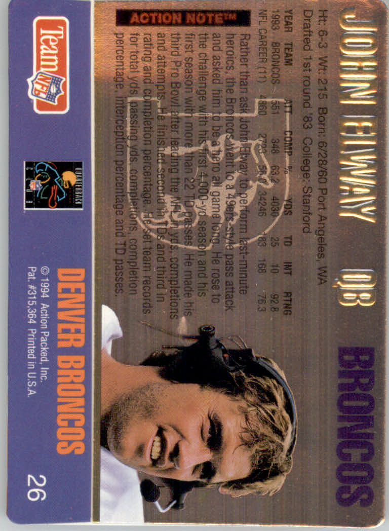 1994 Action Packed Football "Insert and Prototype" Cards - Picture 74 of 156