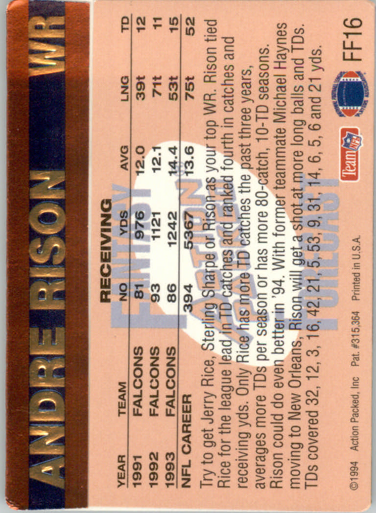 1994 Action Packed Football "Insert and Prototype" Cards - Picture 36 of 156