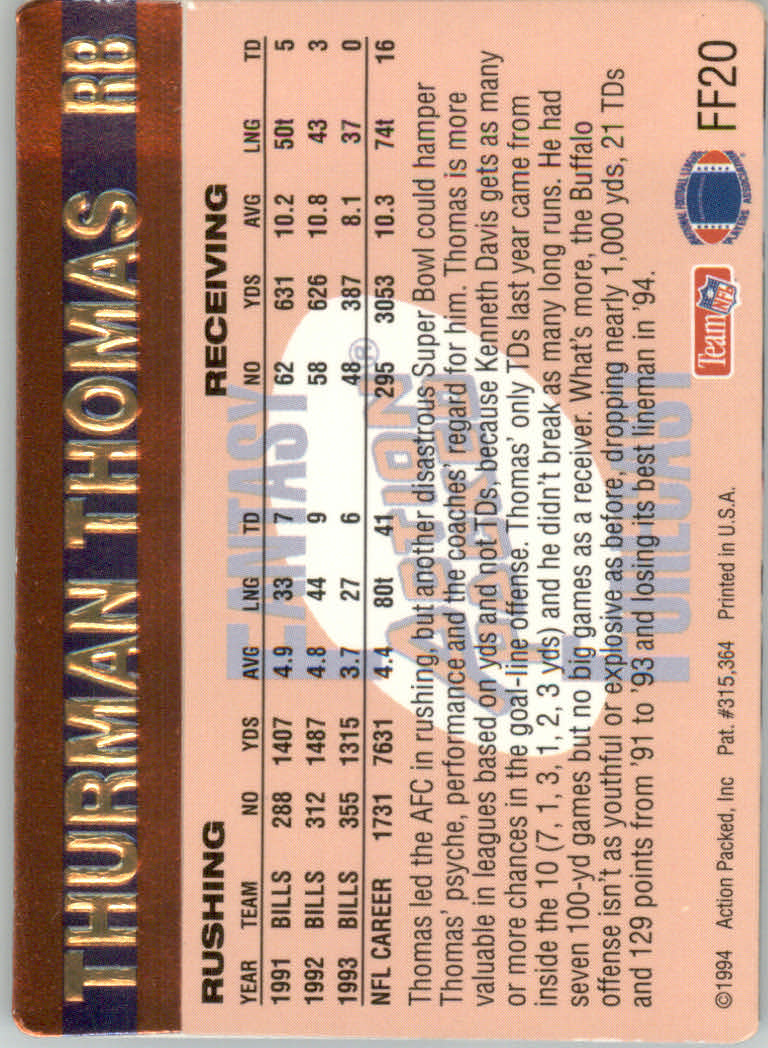 1994 Action Packed Football "Insert and Prototype" Cards - Picture 44 of 156
