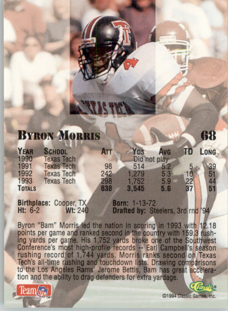 1994 Classic Draft Football "Main Set" Base Cards - Picture 137 of 211