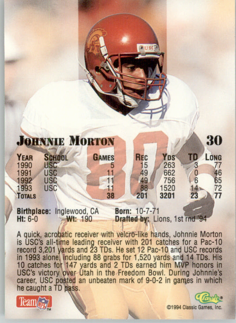 1994 Classic Draft Football "Gold" Parallel Cards - Picture 51 of 177