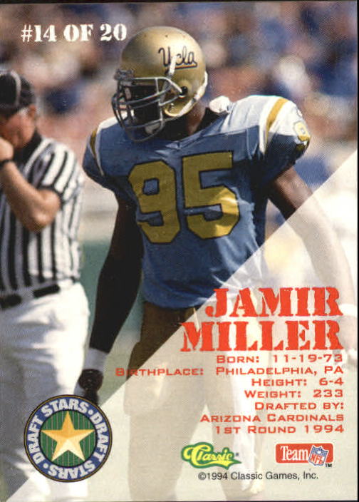 1994 Classic Draft Stars #14 Jamir Miller back image