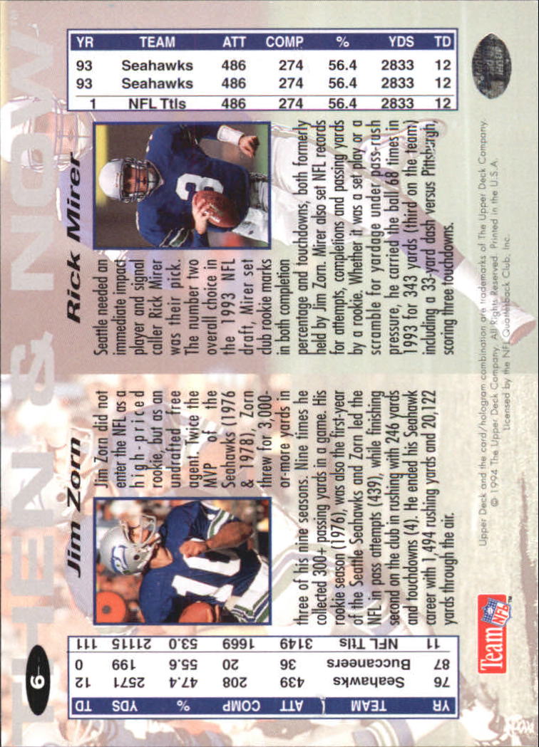 1994 Collector's Choice Then and Now #6 Rick Mirer/Jim Zorn back image