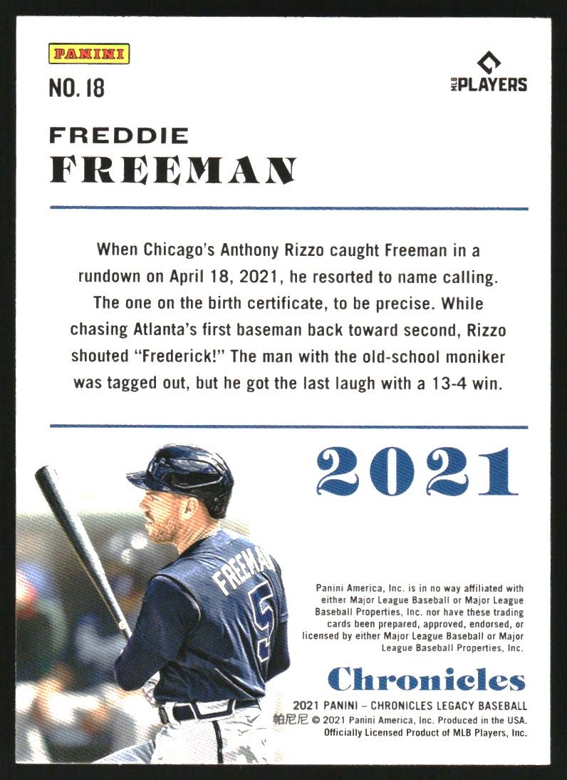 2021 Panini Chronicles #18 Freddie Freeman