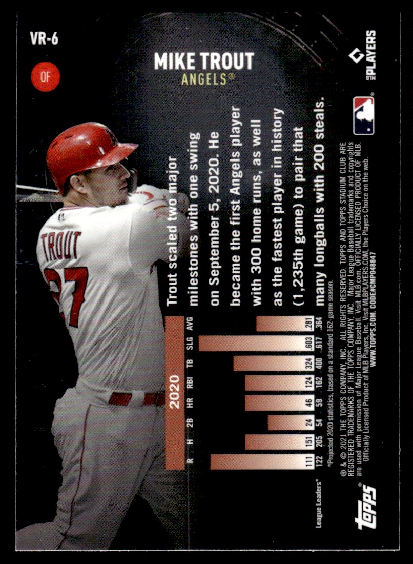 2021 Stadium Club Chrome Virtual Reality #VR6 Mike Trout