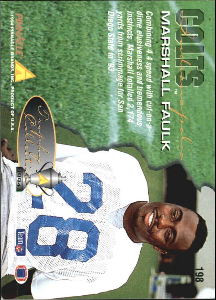 1994 Pinnacle Trophy Collection #198 Marshall Faulk back image