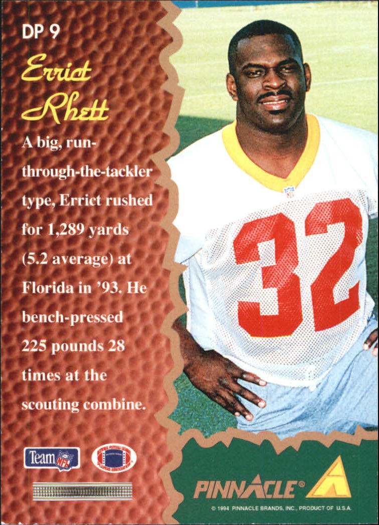 1994 Pinnacle Draft Pinnacle #DP9 Errict Rhett