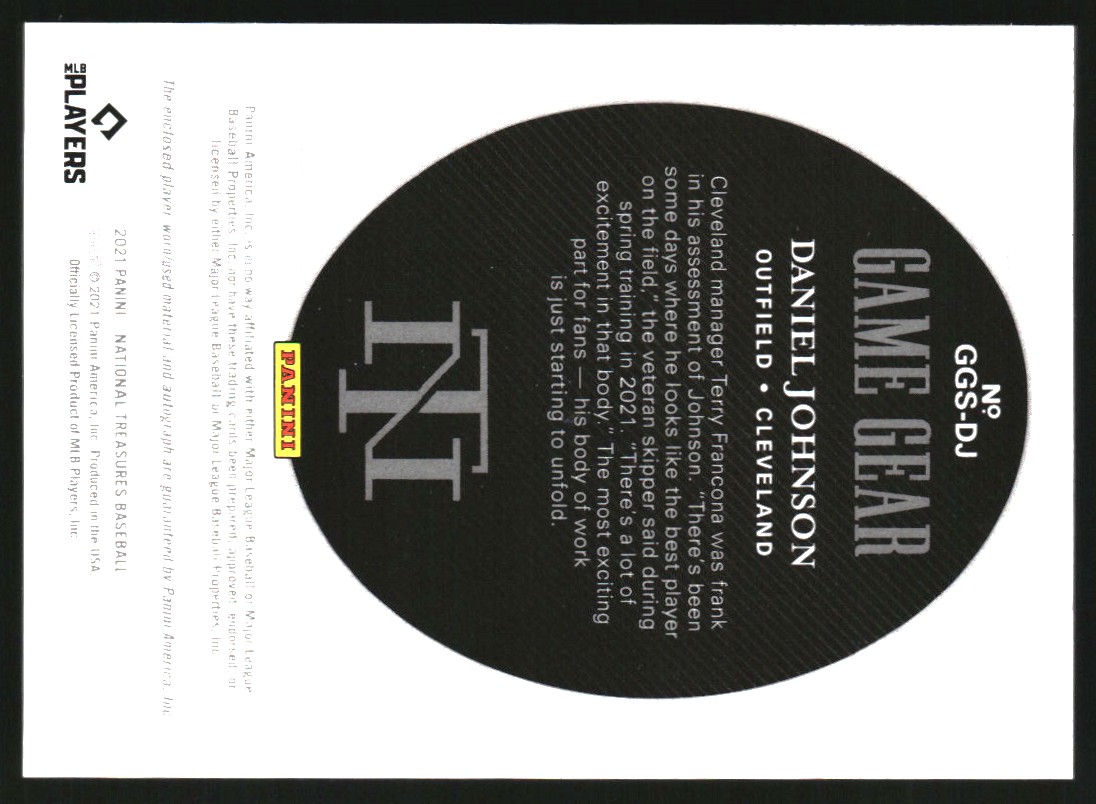 2021 Panini National Treasures Game Gear Dual Material Signatures #13 Daniel Johnson/99