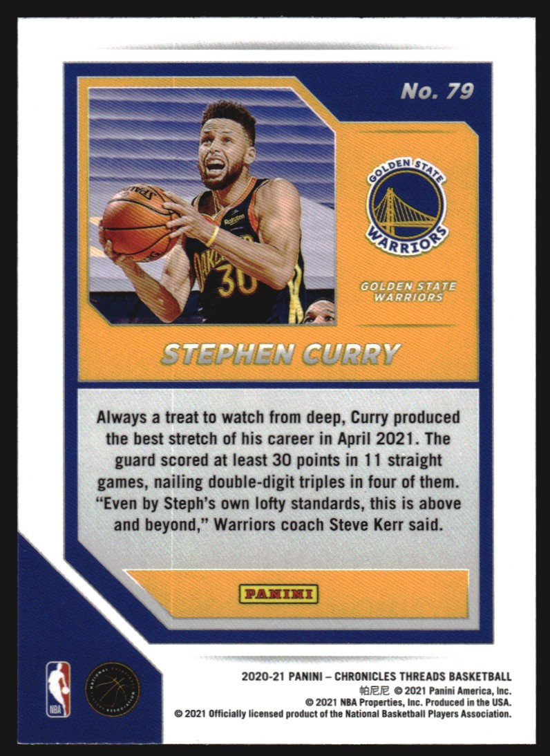 2020-21 Panini Chronicles Teal #79 Stephen Curry/Threads