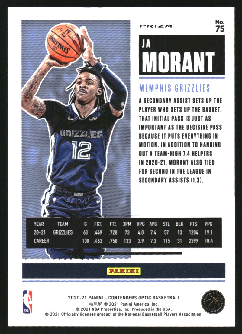 2020-21 Panini Contenders Optic Red #75 Ja Morant