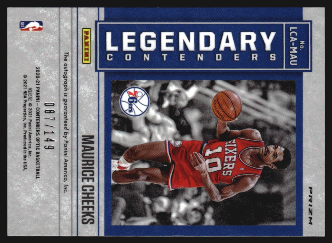 2020-21 Panini Contenders Optic Legendary Contenders Autographs #8 Maurice Cheeks/149 back image
