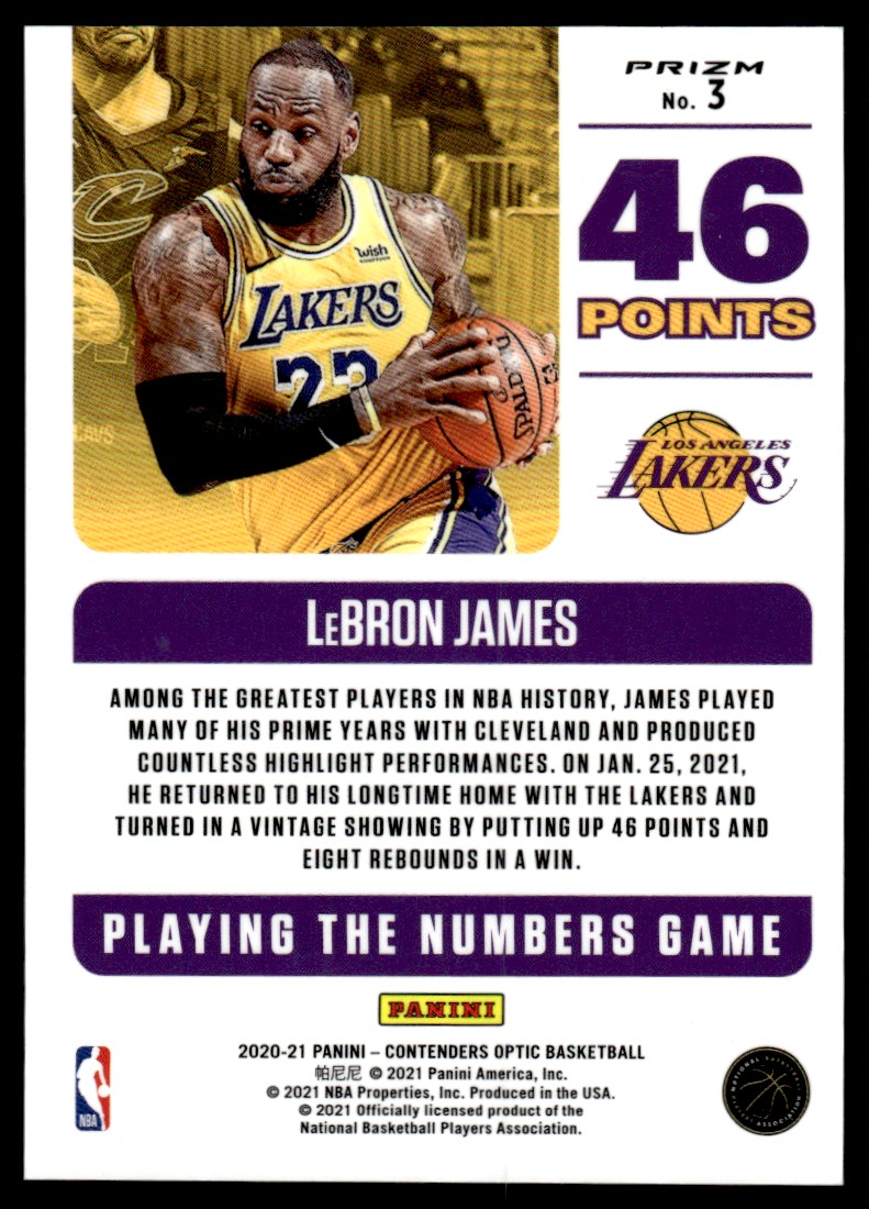 2020-21 Panini Contenders Optic Playing the Numbers Game Blue