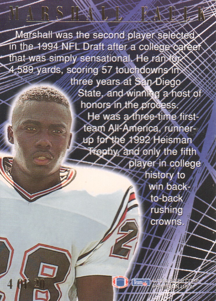 1994 Ultra First Rounders #4 Marshall Faulk back image