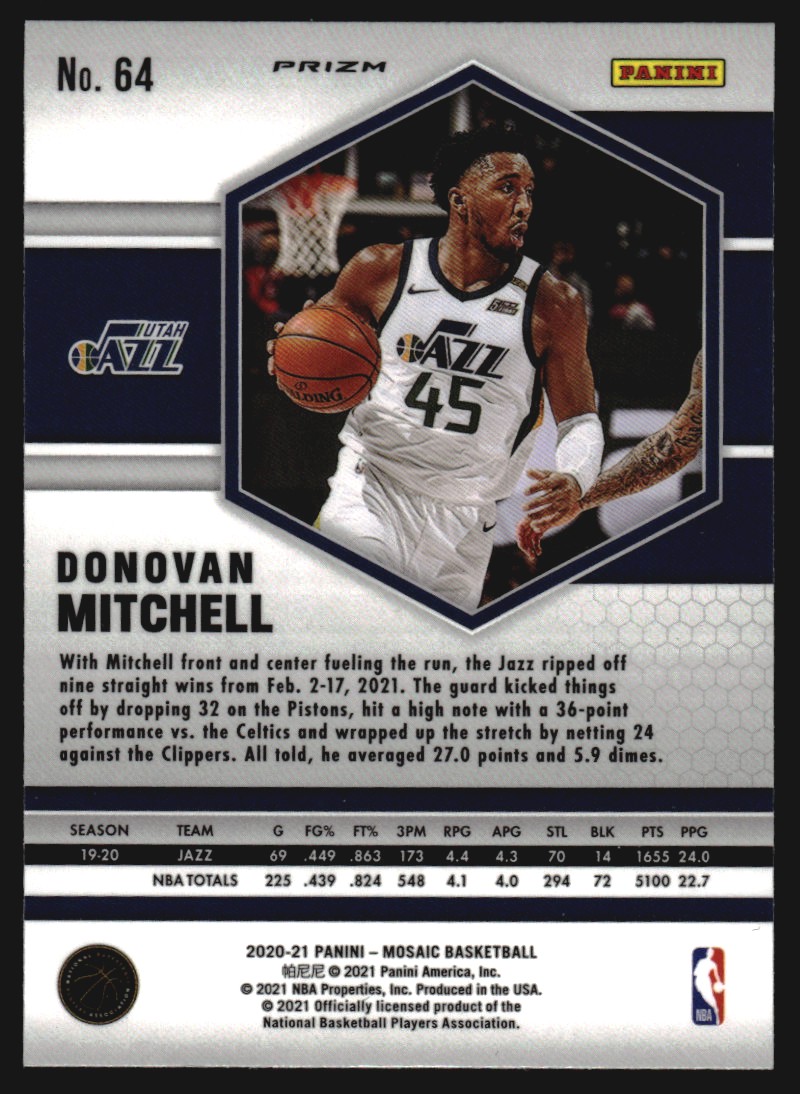 2020-21 Panini Mosaic Mosaic #64 Donovan Mitchell