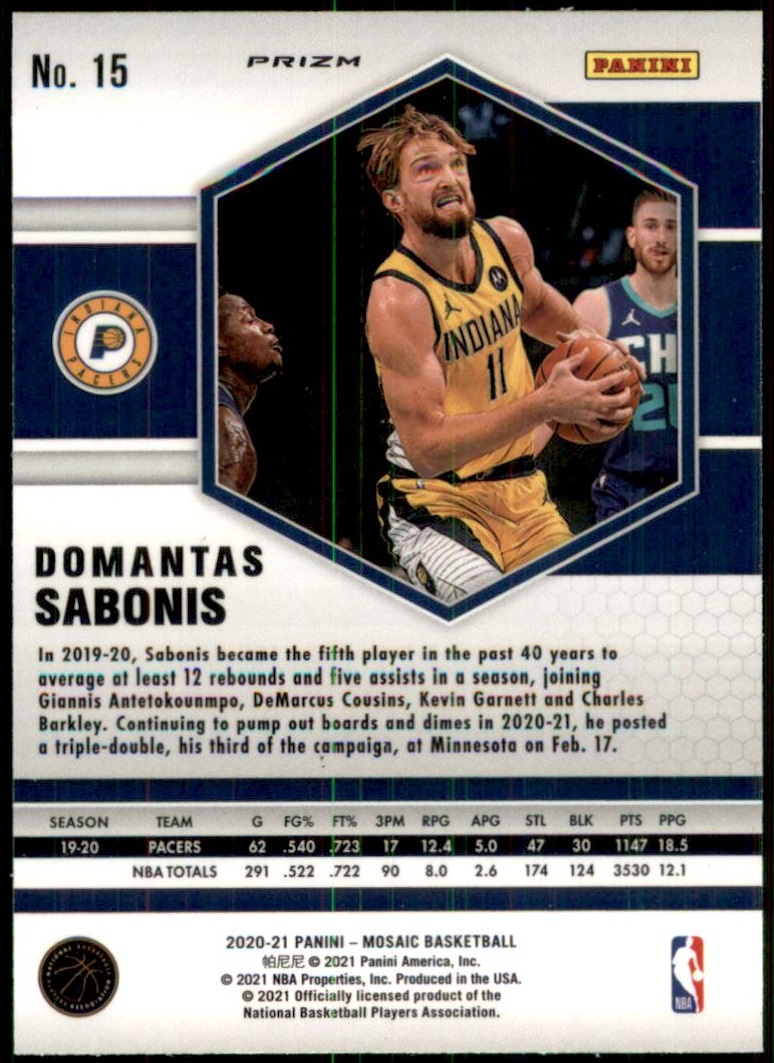 2020-21 Panini Mosaic Mosaic Camo Pink #15 Domantas Sabonis