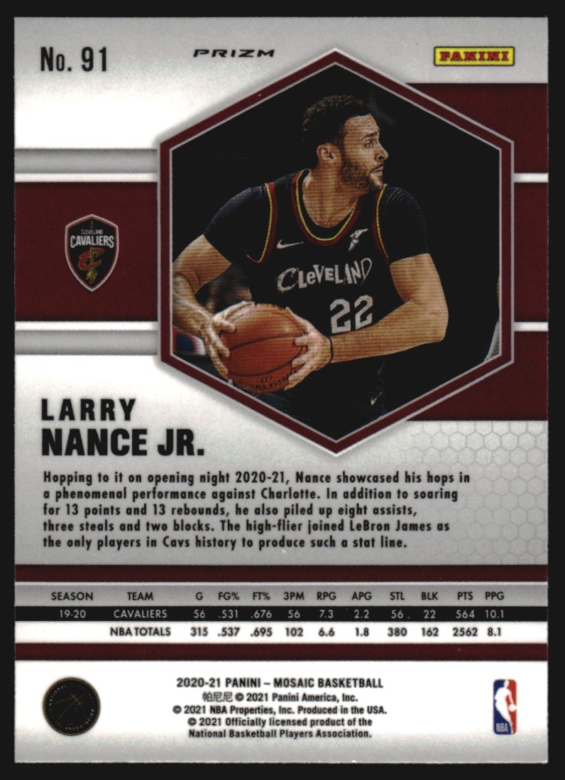 2020-21 Panini Mosaic Mosaic Camo Pink #91 Larry Nance Jr.