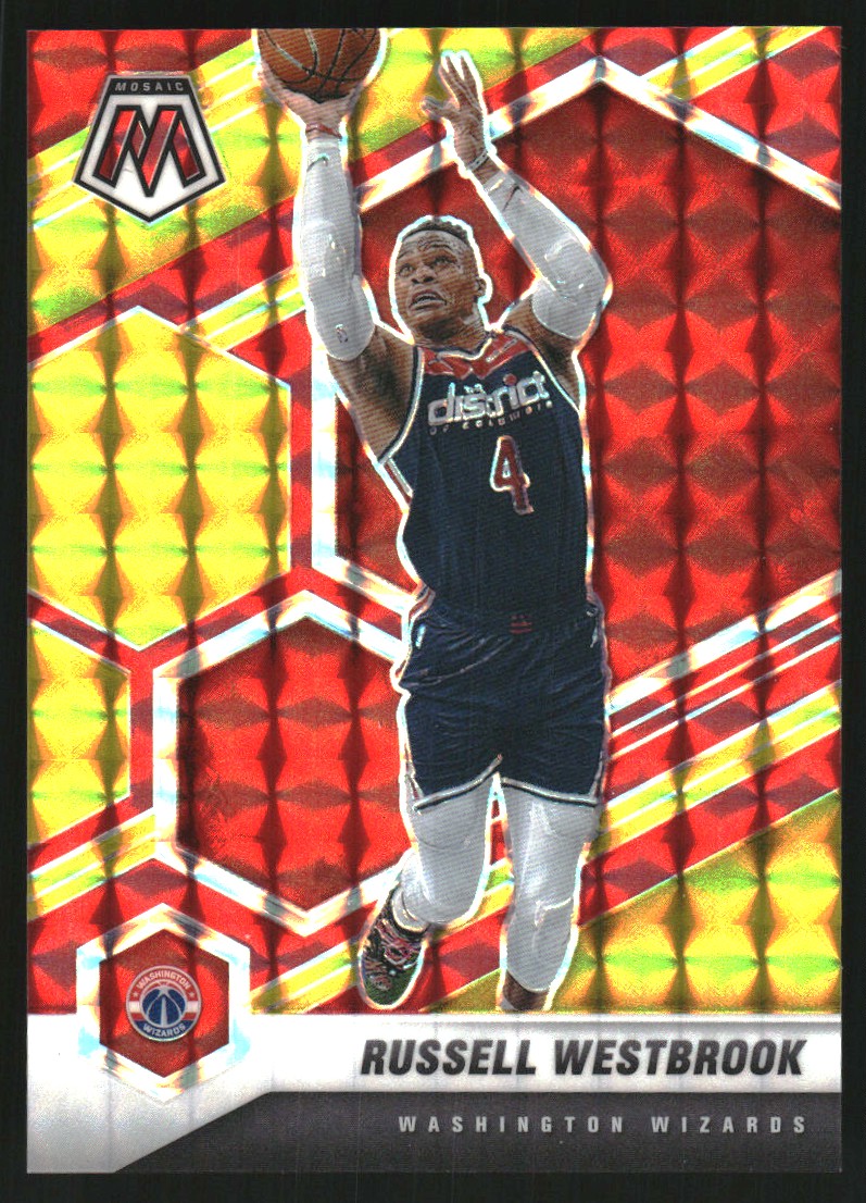 2020-21 Panini Mosaic Mosaic Choice Fusion Red and Yellow #39 Russell Westbrook