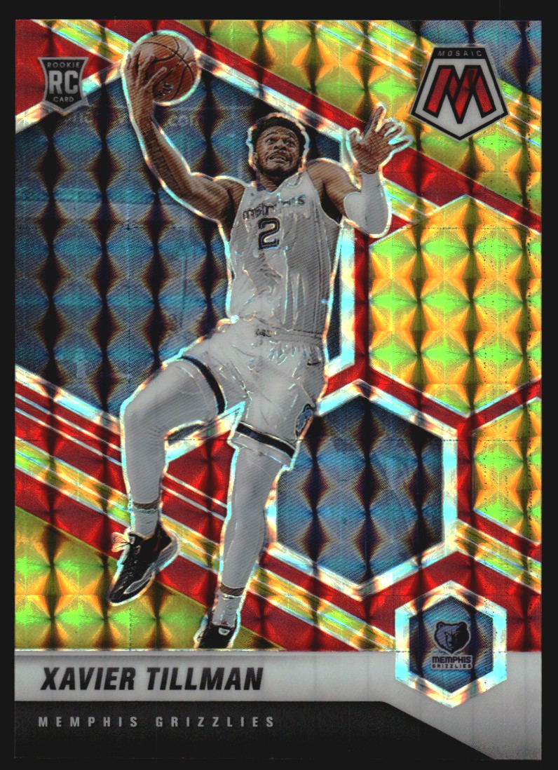 2020-21 Panini Mosaic Mosaic Choice Fusion Red and Yellow #213 Xavier Tillman