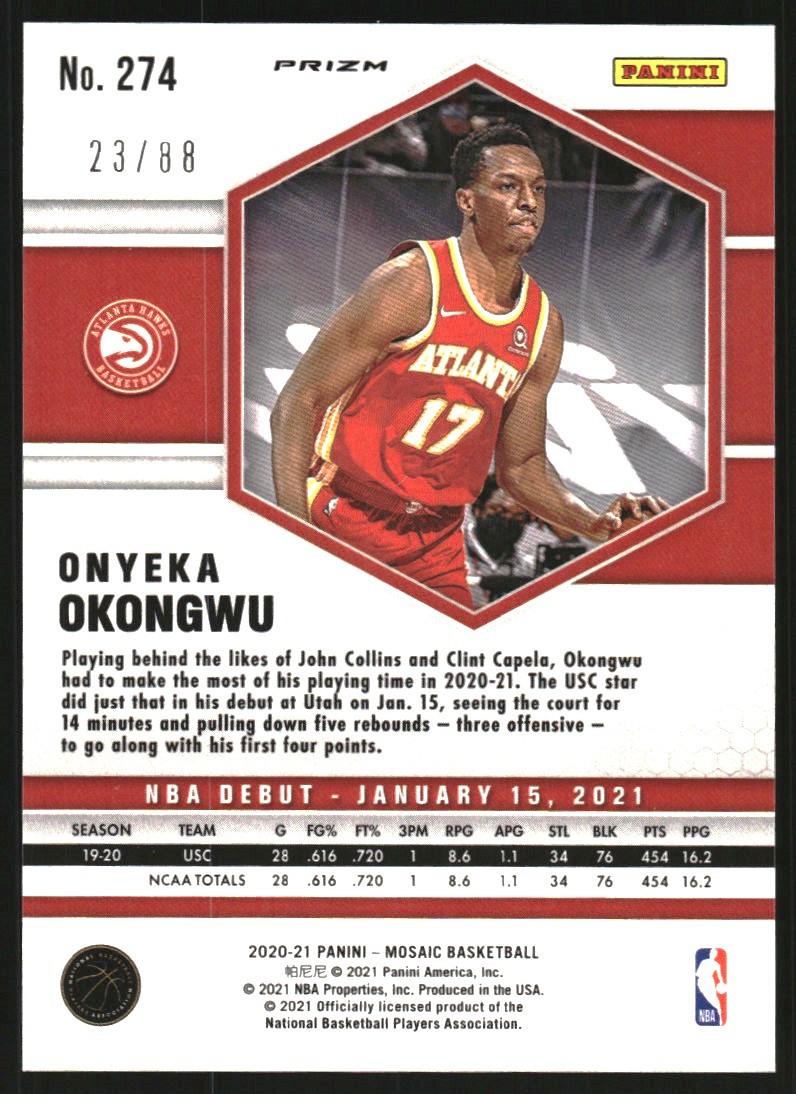 2020-21 Panini Mosaic Mosaic Choice Fusion Red and Yellow #274 Onyeka Okongwu