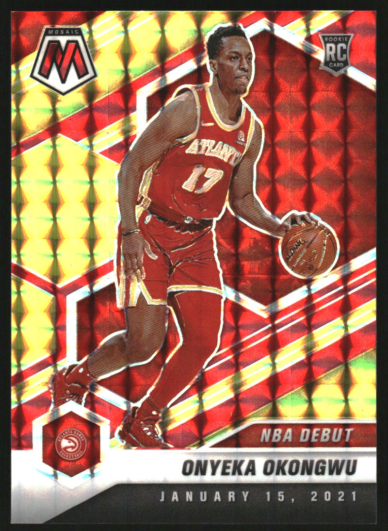 2020-21 Panini Mosaic Mosaic Choice Fusion Red and Yellow #274 Onyeka Okongwu
