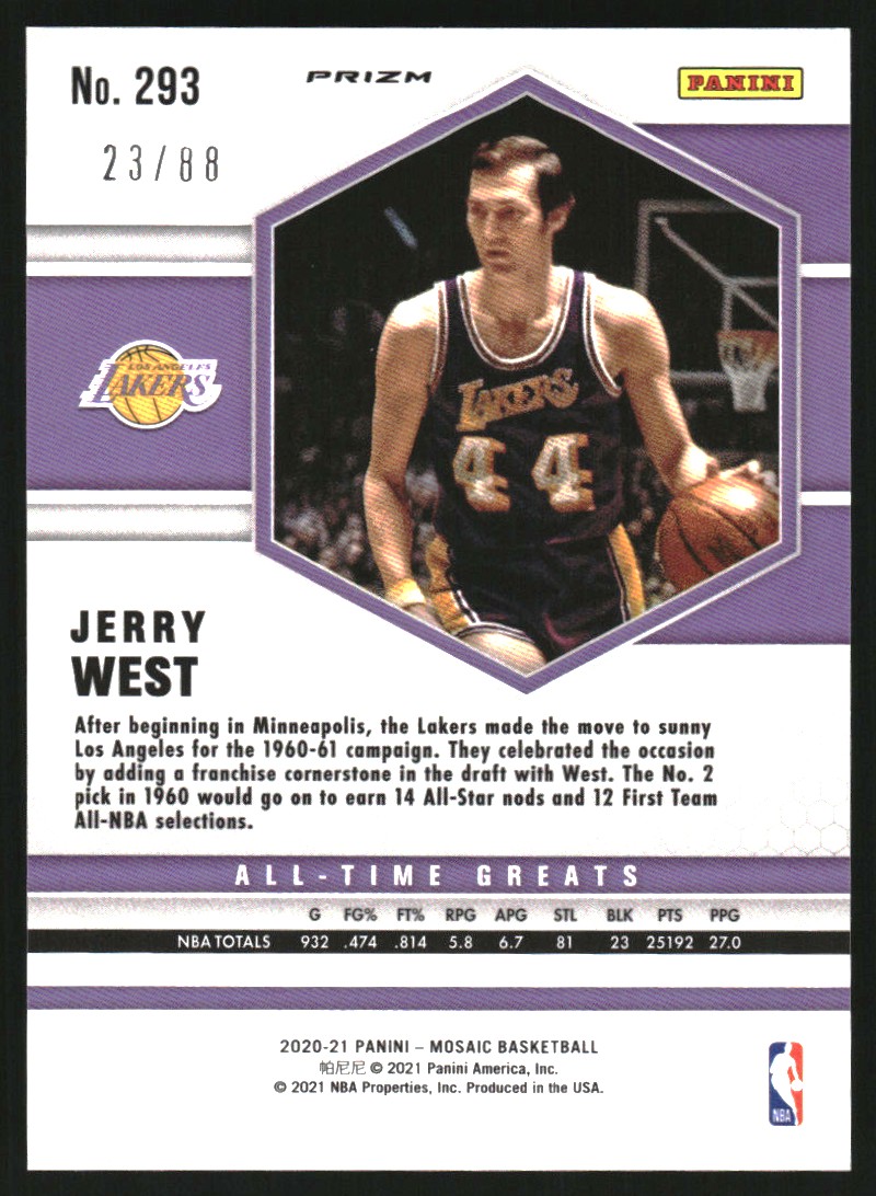2020-21 Panini Mosaic Mosaic Choice Fusion Red and Yellow #293 Jerry West