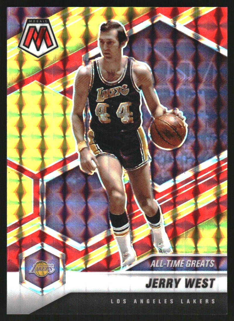 2020-21 Panini Mosaic Mosaic Choice Fusion Red and Yellow #293 Jerry West