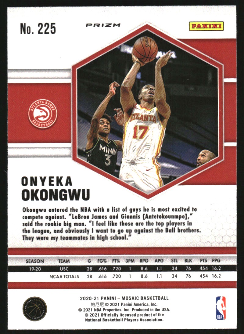 2020-21 Panini Mosaic Mosaic Fast Break Silver #225 Onyeka Okongwu