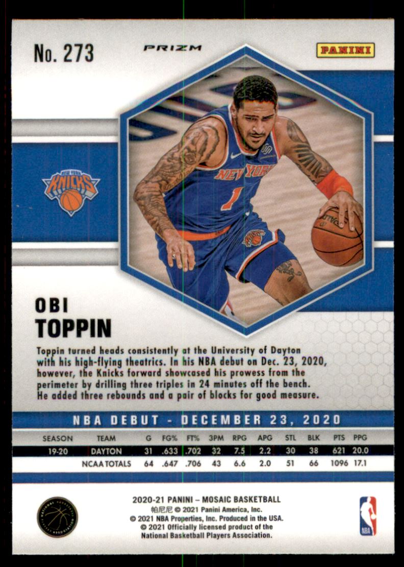 2020-21 Panini Mosaic Mosaic Fast Break Silver #273 Obi Toppin