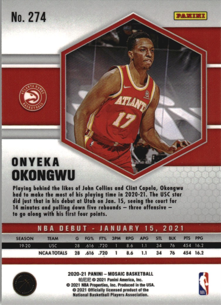 2020-21 Panini Mosaic Mosaic Fast Break Silver #274 Onyeka Okongwu
