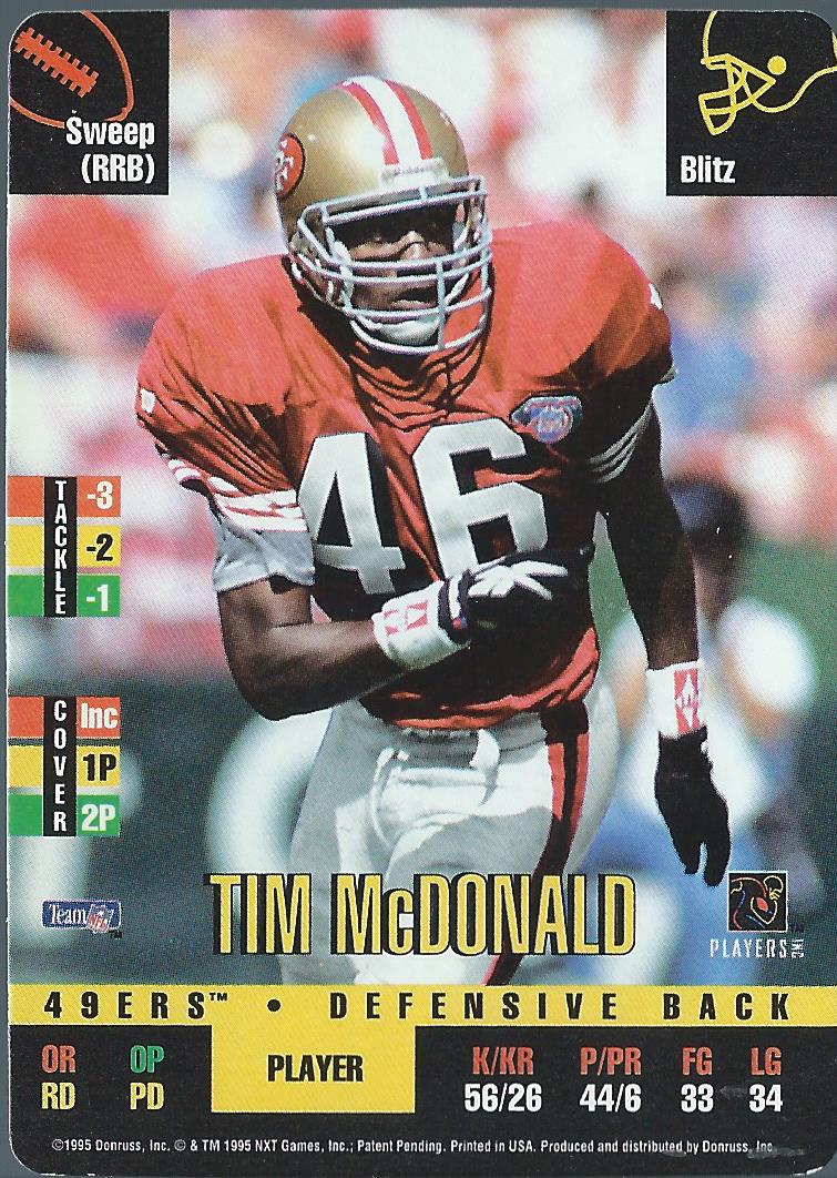 1995 Donruss Red Zone #284 Tim McDonald DP