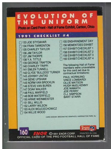 A3053- 1991 ENOR Pro Football HOF Card #s 1-180 -You Pick- 15+ FREE US SHIP - Picture 321 of 327
