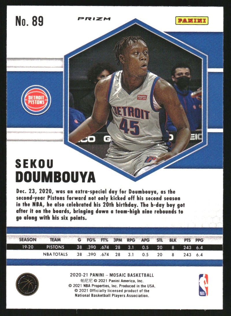 2020-21 Panini Mosaic Mosaic Gold Wave #89 Sekou Doumbouya