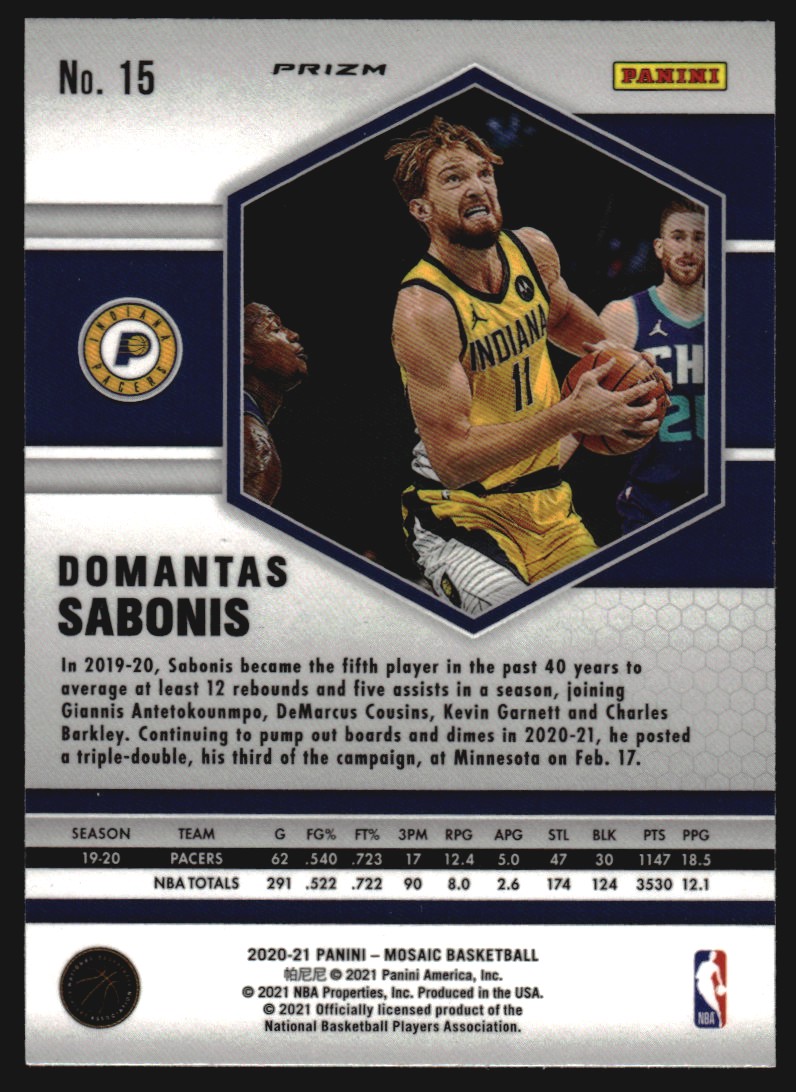 2020-21 Panini Mosaic Mosaic Green #15 Domantas Sabonis
