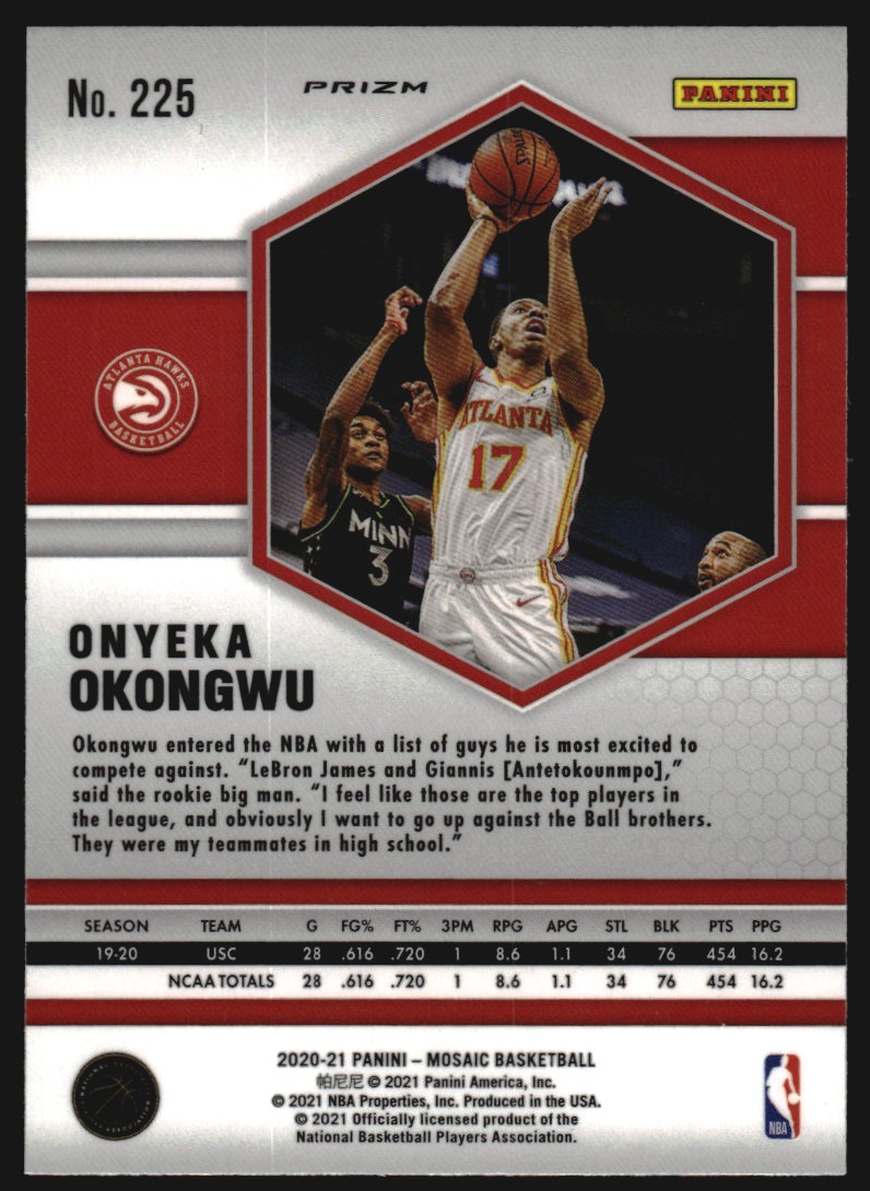 2020-21 Panini Mosaic Mosaic Green #225 Onyeka Okongwu