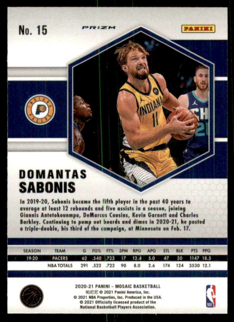 2020-21 Panini Mosaic Mosaic Reactive Blue #15 Domantas Sabonis