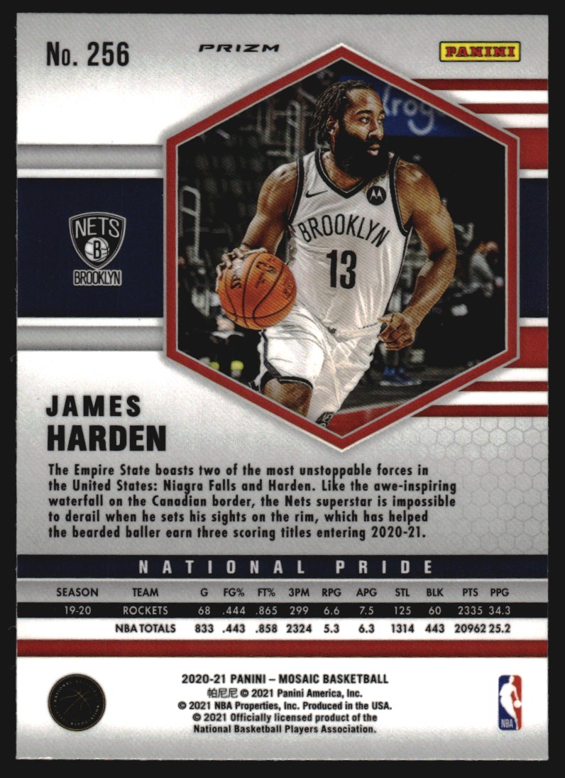 2020-21 Panini Mosaic Mosaic Reactive Blue #256 James Harden