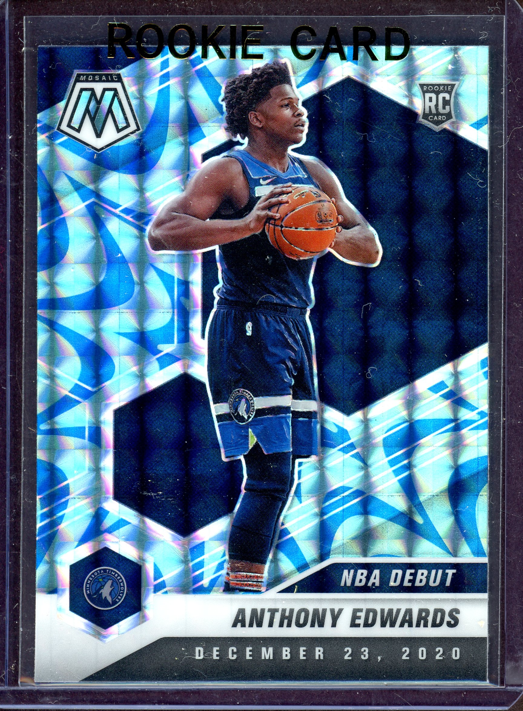 ANTHONY EDWARDS ~ 2020-21 Panini Mosaic Reactive Blue Rookie Card