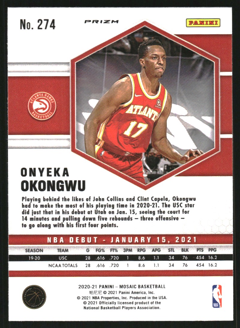 2020-21 Panini Mosaic Mosaic Reactive Blue #274 Onyeka Okongwu
