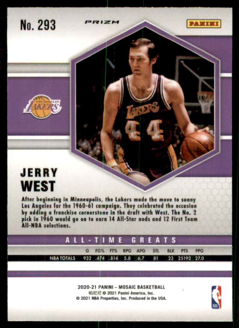 2020-21 Panini Mosaic Mosaic Reactive Blue #293 Jerry West