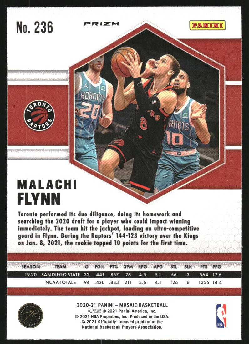 2020-21 Panini Mosaic Mosaic Reactive Green #236 Malachi Flynn