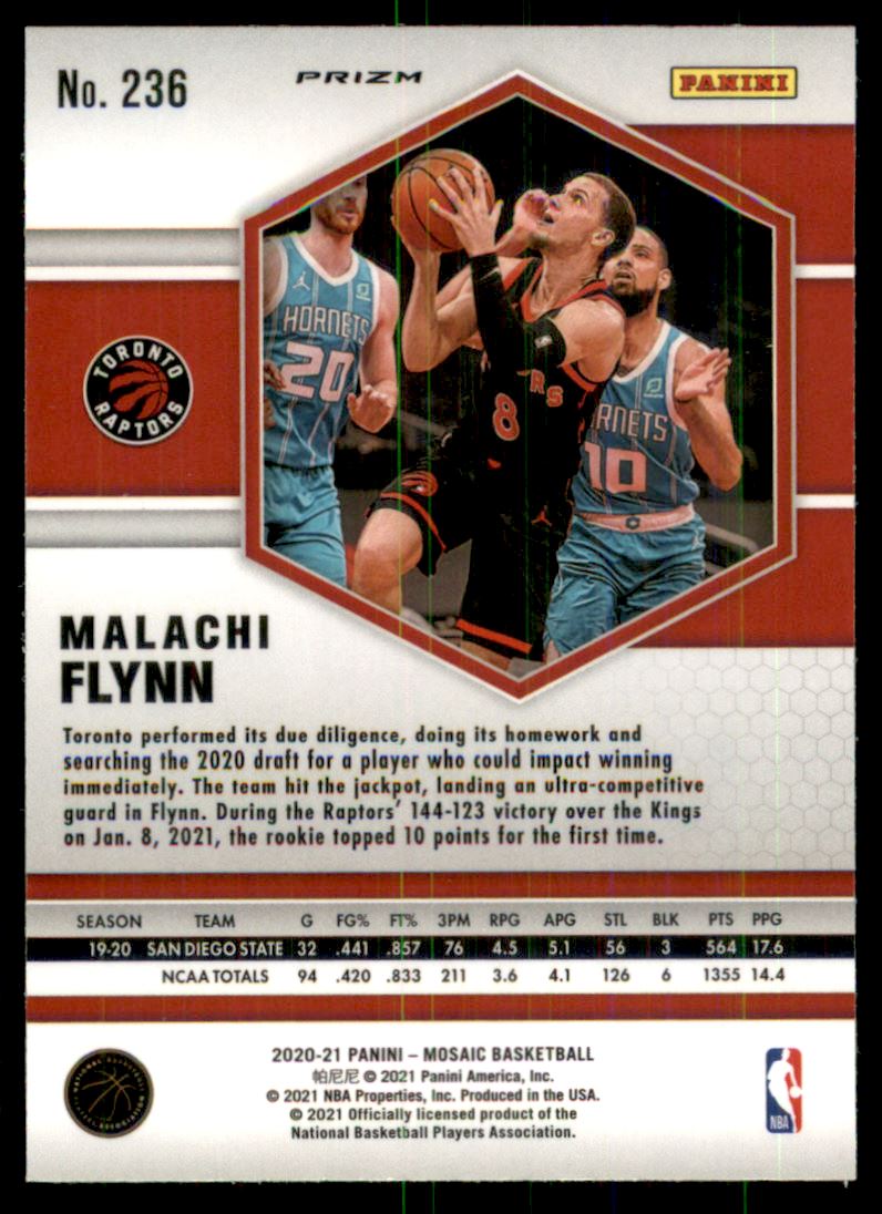 2020-21 Panini Mosaic Mosaic Reactive Orange #236 Malachi Flynn