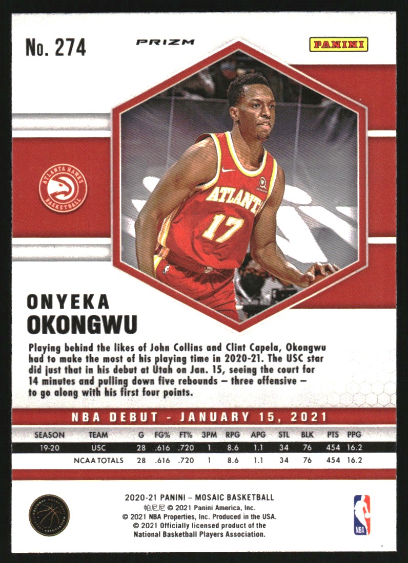 2020-21 Panini Mosaic Mosaic Reactive Red #274 Onyeka Okongwu