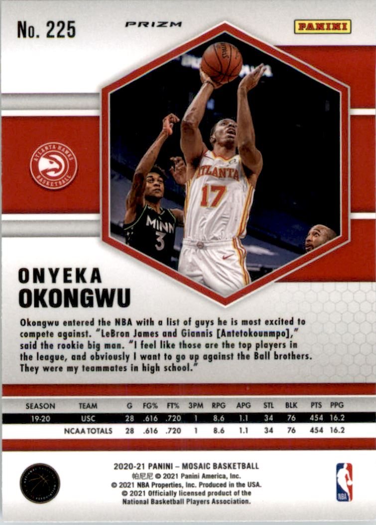 2020-21 Panini Mosaic Mosaic Reactive Yellow #225 Onyeka Okongwu